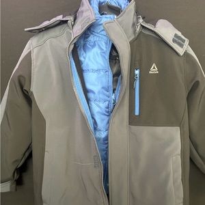 Kids boys winter jacket with puffer blue and grey size 10/12